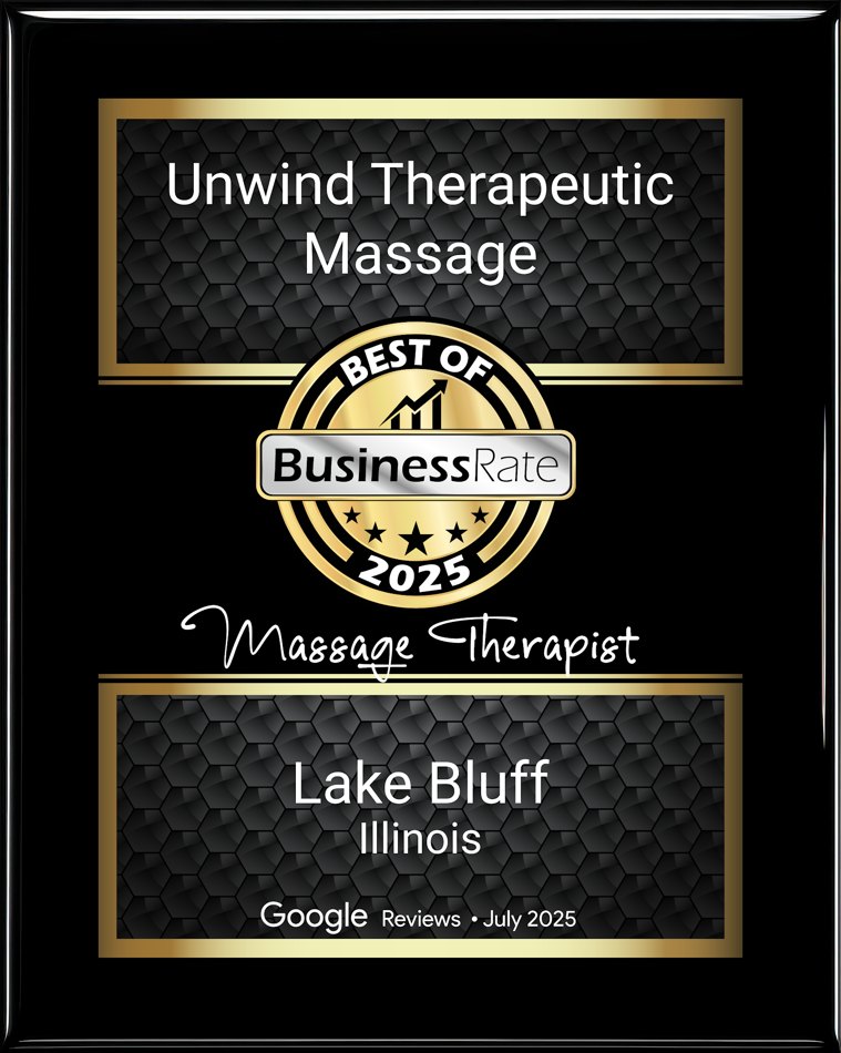 Best of 2025 BusinessRate Massage Therapist award for Unwind, Lake Bluff, IL